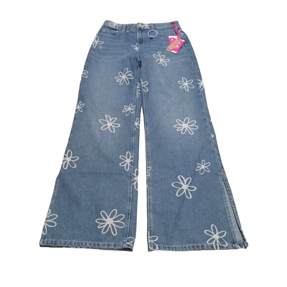 Justice Other - Justice Blue Kids Jeans with White Floral Pattern